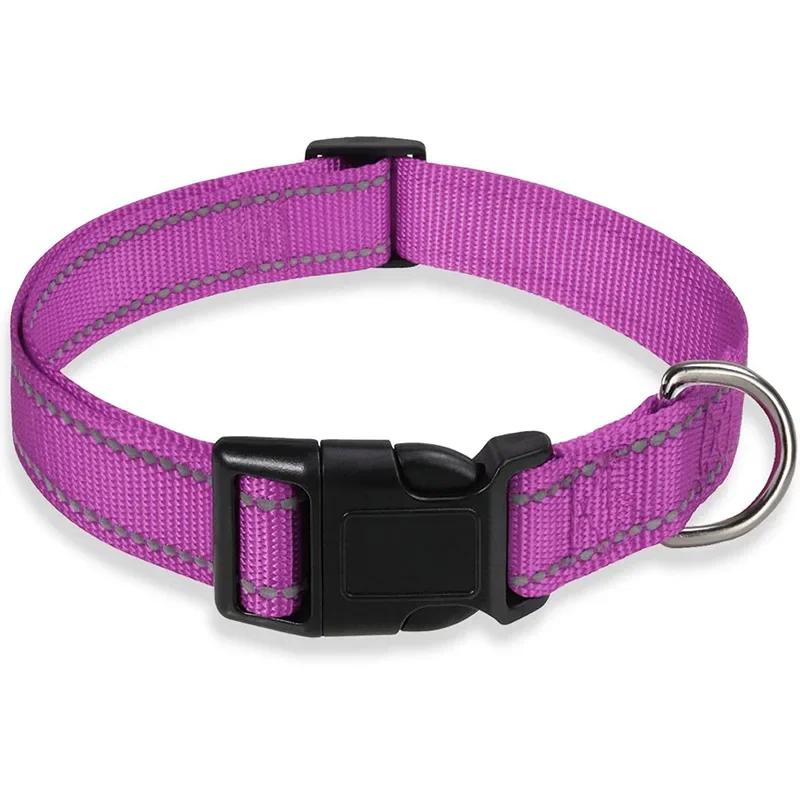 Adjustable Reflective Dog Collar Nylon Safety Pet Traction Rope Strap for Small To Medium-Sized Pets