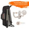 pInstruments pTrumpet hyTech Bb Plastic Lightweight Durable ABS Construction with Antibacterial Silver Mouthpiece Gig Bag Trumpet, & Bio-Coated
