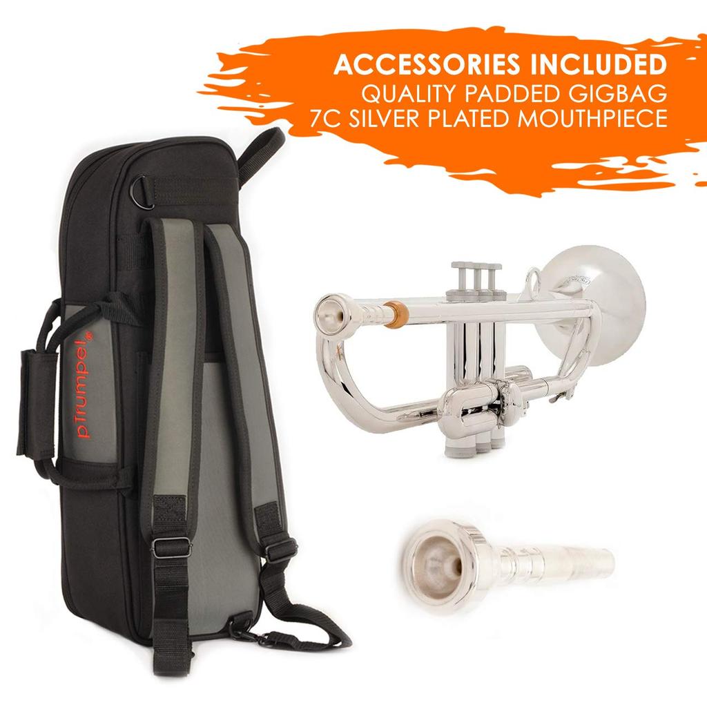 pInstruments pTrumpet hyTech Bb Plastic Lightweight Durable ABS Construction with Antibacterial Silver Mouthpiece Gig Bag Trumpet, & Bio-Coated