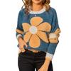 Women's Casual Fashion Comfortable Round Neck Pullover Floral Long Sleeve Street Style Knitted Sweater