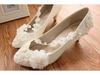 Star Cat Plus Size Low Heel Lace Wedding Shoes with 3D Floral Design