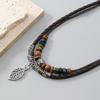 Handmade Natural Wood Bead Long Chain Necklace Adjustable Length Lightweight Multilayered Jewelry For Everyday Wear