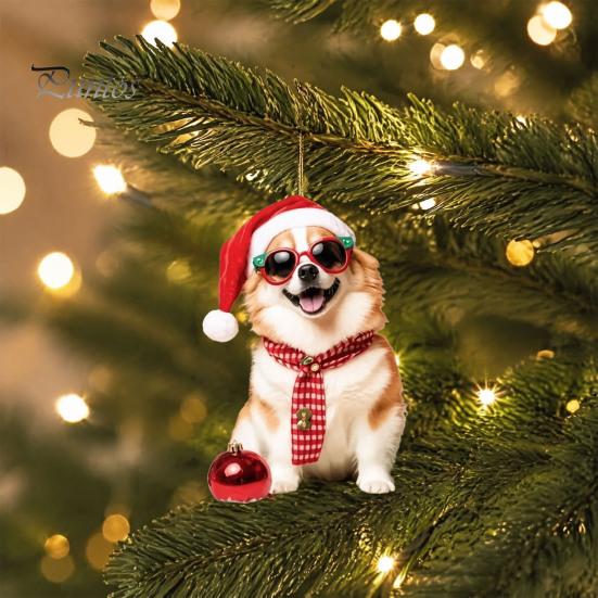 Lightweight Acrylic Dog Hanging Ornament Crown Keychain, 2D Flat Backpack Cute Pet Key Ring for Friends Charm, Animal with Lanyard Charm Handbags