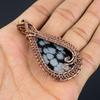 Snowflake Obsidian Pendant, 999 Copper Wire Wrapped Gemstone Handmade Dainty Jewelry Pendant, For Her