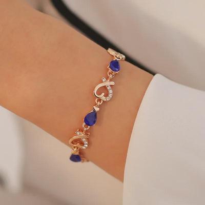 European and American Heart-Shaped Crystal Bracelet with Zircon Rhinestones and Diamond Inlays