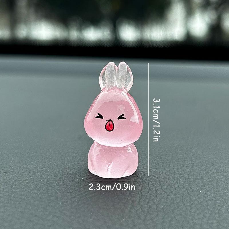 

6 шт. светящиеся мини-кролики из смолы для приборной панели автомобиля, игрушки, куклы, фигурки, украшения для дома и сада, мультяшные милые украшения для автомобилей, подарки