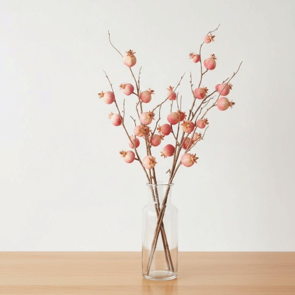 Faux Artificial Pomegranate Branches Plastic Realistic Simulation Pomegranate Fruit Elegant Bonsai Fake Flowers