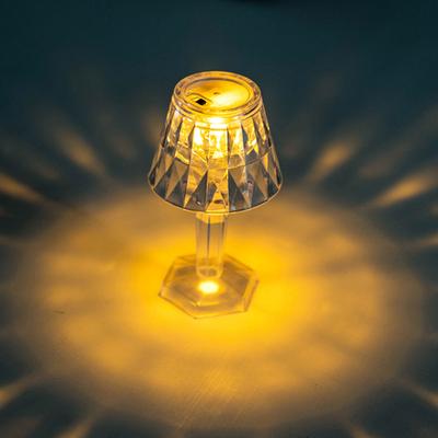 Night Light 3-colors Energy-Saving Battery Powered Faux Crystal Desk Lamp LED Bedside Light Party Ornament