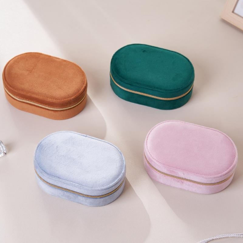 Soft Flannel Jewelry Case With Compartments Portable Designs For Home Travel Use