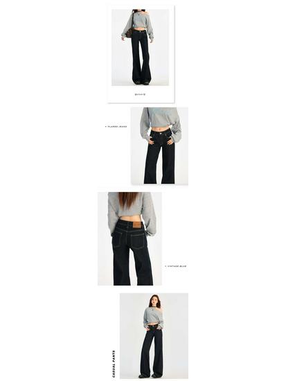 American Retro Low-Rise Flare Pants: Stylish Autumn/Winter Slimming Denim Jeans for Women.
