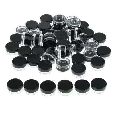 3g Plastic Cosmetic Pot Jar Lotion Cream Sample Empty Container Refillable 50pcs, Black, 50pcs