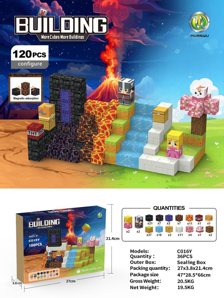 My Block World Children's Magnetic Cubes Set - Primeval Forest