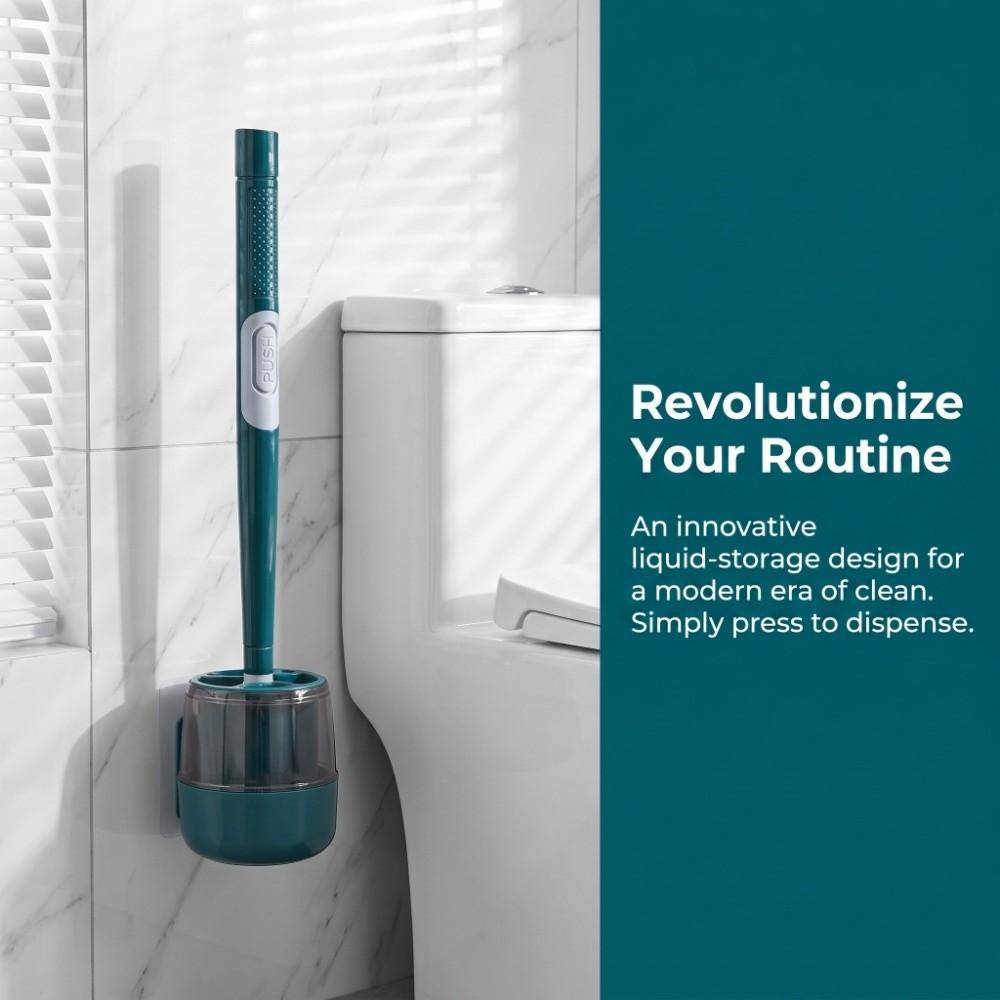 42*10cm Wall-mounted Liquid Adding Silicone Toilet Brush Household Toilet Daily Stain Cleaning