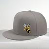 Angry Cartoon Bee Graphic White Snapback Cap Polyester Adjustable Flat Brim Hat Outdoor Streetwear Unisex