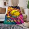 Custom Softball Blanket Personalized Name Text Fleece Throw All Season Soft Warm Bedding Sports Gift for Kids Adults