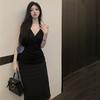 Pure Desire Sexy Hanging Neck Strap Dress Women's Summer Dress French High End Elegance and Temperament Long Waist Waist Split Wrap Hip Skirt