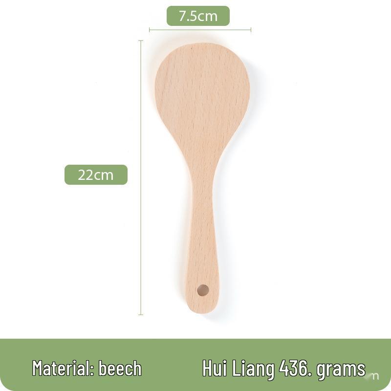 

Beech Wood Non-Stick Cooking Utensil Set: Natural Solid Wood Spoon, Spatula & Soup Spoon