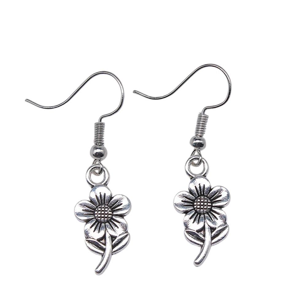 Circle Frame Flowers Dangle Earrings Romantic Floral Female Drop Jewelry