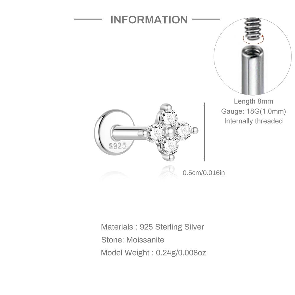 AIDE 925 Silver 1PC Mini Moissanite Four-Claw Screw Stud Earrings Casual Design DIY INS Ear Studs For Lady Jewelry