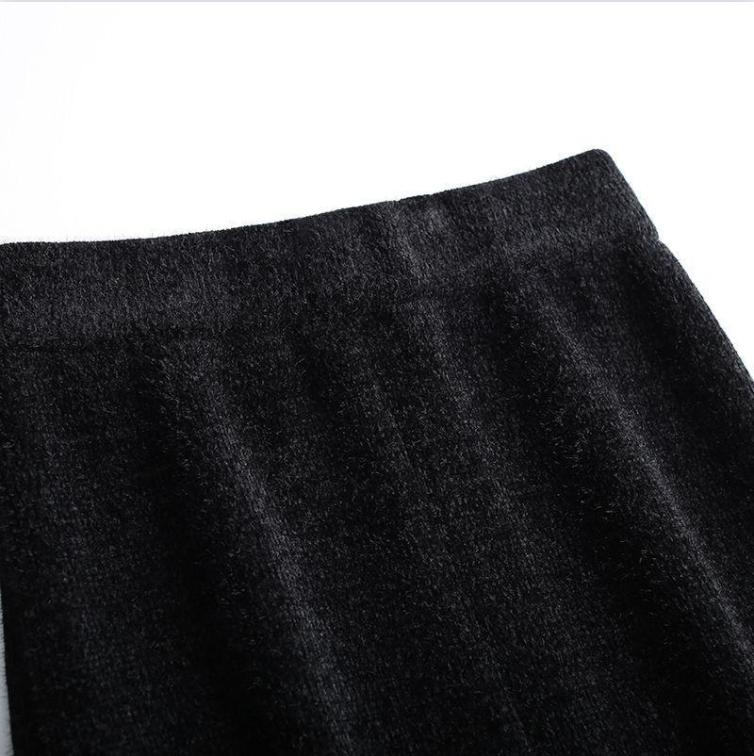 Autumn Winter Women's Temperament Breasted Midi Knitted Skirt Female Skirt High Waist Thicken Pockets Slim One Step Hip Skirt