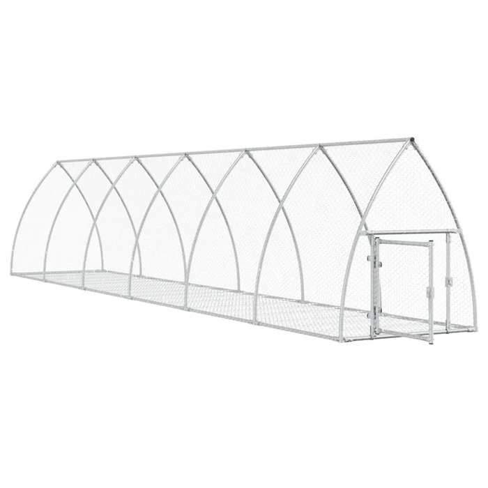 VidaXL Hutch, Rabbit Cage with Door, Chicken Coop, Outdoor Run for Ducks Small Animals, Silver Steel 3281529