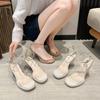 Fashion High Heel Sandal for Women Female Shoe Open Toe Buckle Strap 2025 Summer High-heeled Girls Rhinestone New Block Spring Peep Sexy