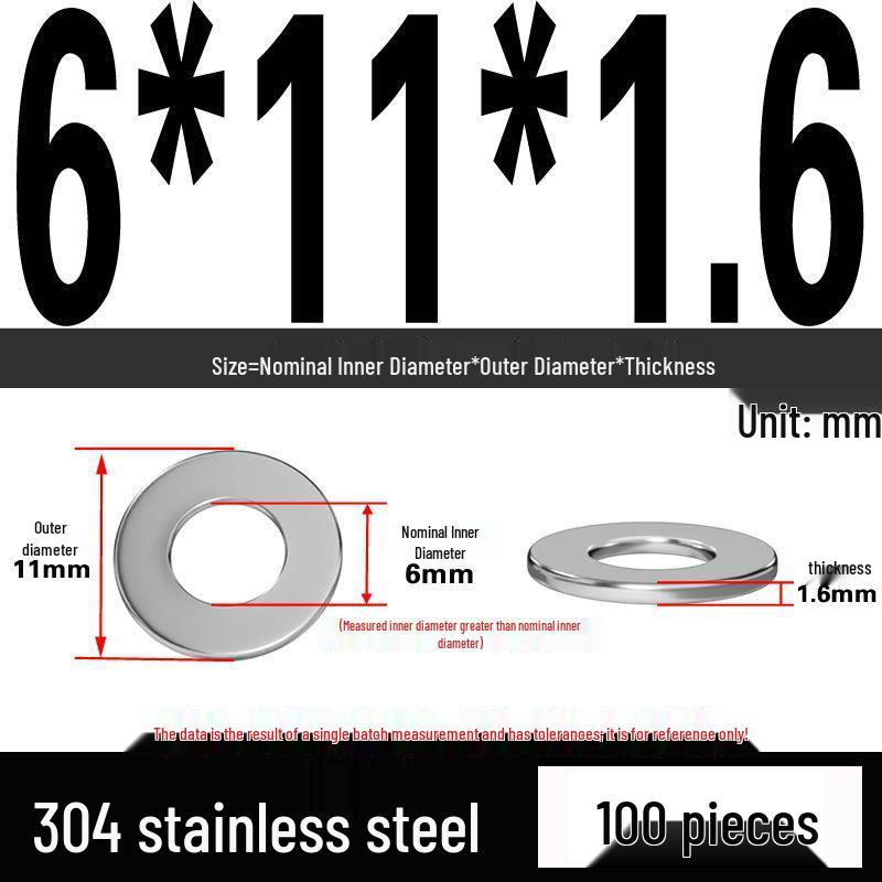 Thickened 304 Stainless Steel Flat Washer Spacer (M2-M36)
