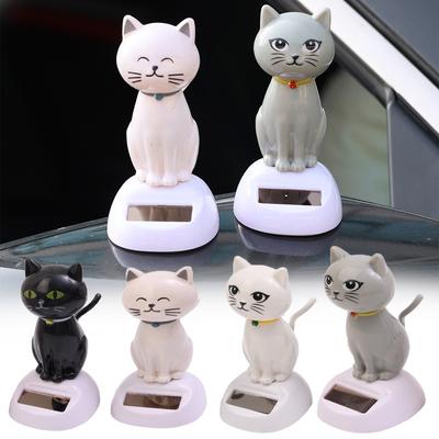 Güneş Enerjili Dekorasyon Sallanan Başlıklı Bebek Sevimli Çizgi Film Kedi Modelleme Araba İçi Gösterge Paneli Yaratıcı Dekorasyon Araba Bebek Aksesuarları