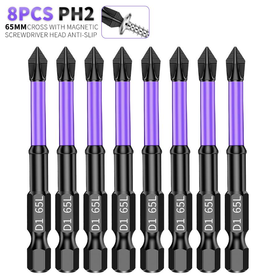 

Набор магнитных бит PH2 Phillips 65 мм с противоскользящим покрытием, высокой прочностью и твердостью