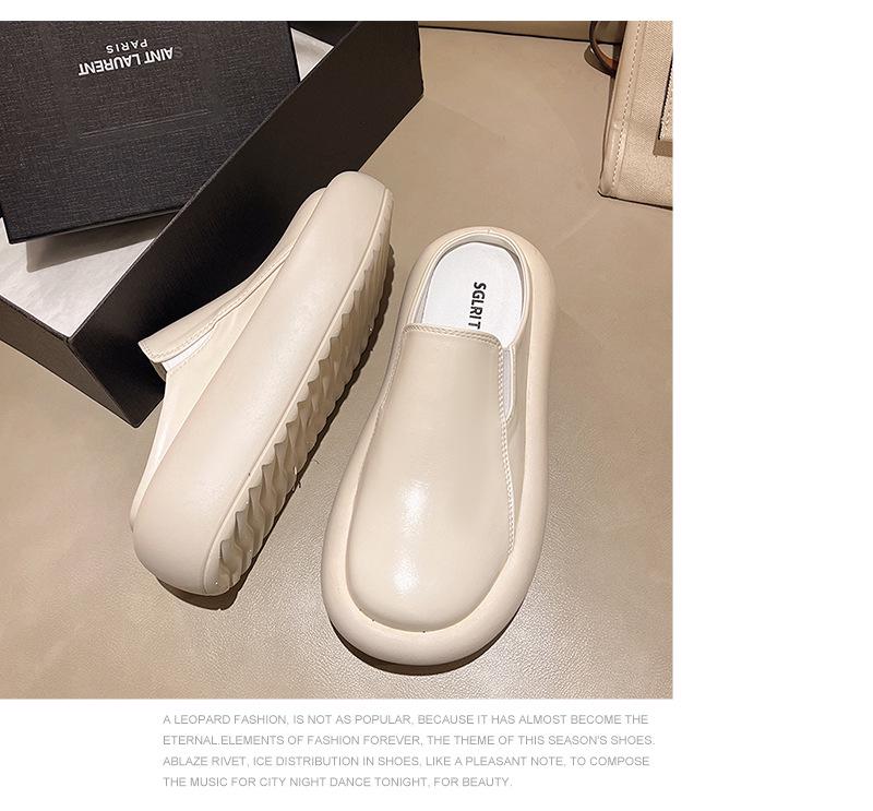 2024 Spring/Summer Women's Retro Pointed-Toe Platform Mules - Versatile, Thick-Sole Half Slippers