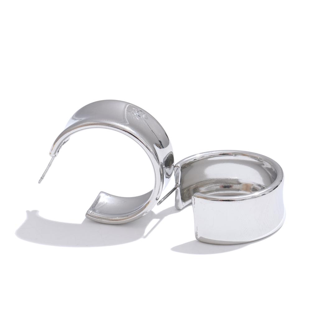 

Yhpup 2025 New Smooth Metal Handmade Polish C-Shape Geometric Daily Earrings Minimalist Trendy Stainless Steel Versatile Jewelry