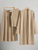 Korean Casual High Neck Knit Cardigan & Wide-Leg Pants Three-Piece Set for Women - Autumn/Winter Style
