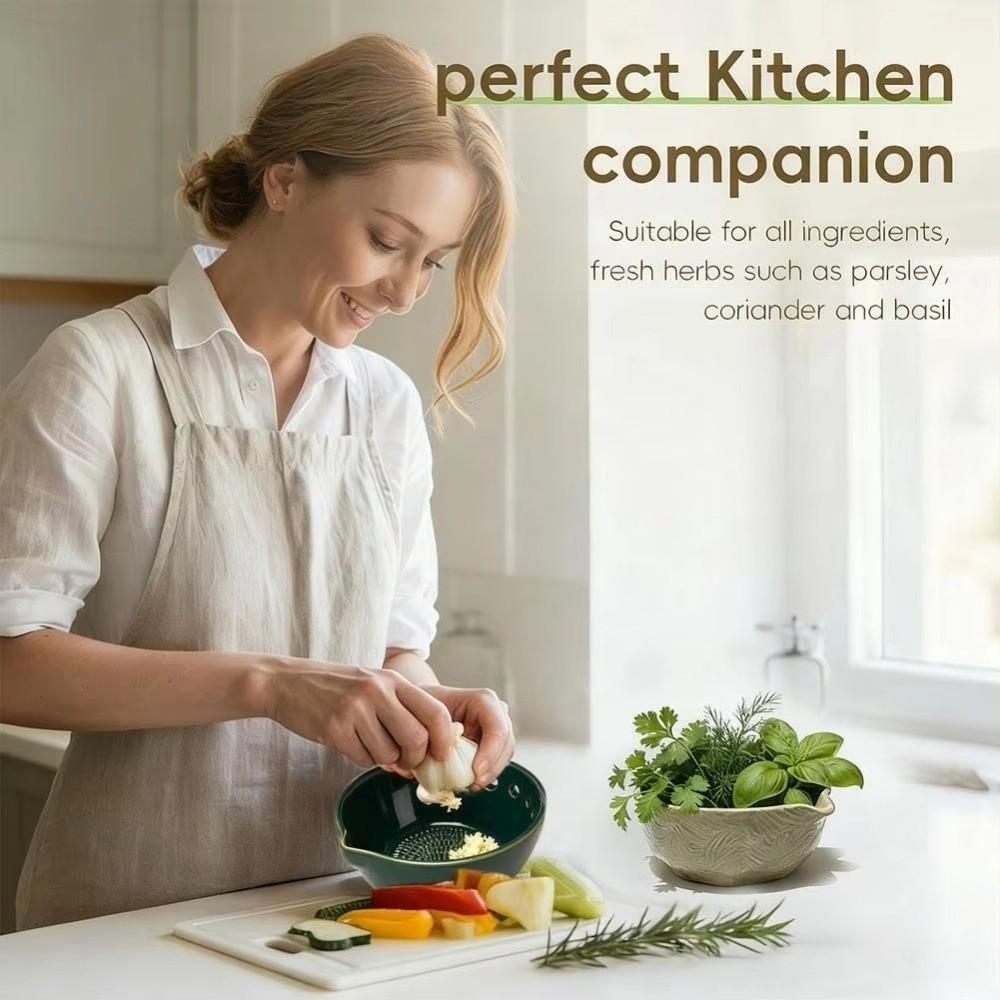 Ceramic Ginger Grater Grinding Tool Multi-functional Ginger Puree Grinder 5/7 Hole Sizes Built-In Grater Food Grinding Bowl