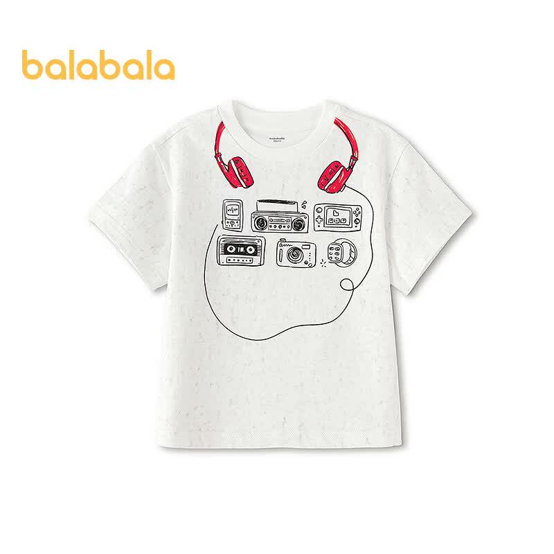 Balabala Boys  Retro Print Cotton Short Sleeve T-Shirt 120
