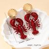 Women's Earrings, Creative and Exaggerated Red Lobster Shell Earrings, Suitable for Parties, Vacations, or As a Gift