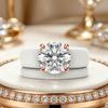 Round Cut Cubic CZ Ring with 2 Layers of White Silicone Ring, Modern Thick Rose Gold Plated Declaration Ring, Daily Jewelry