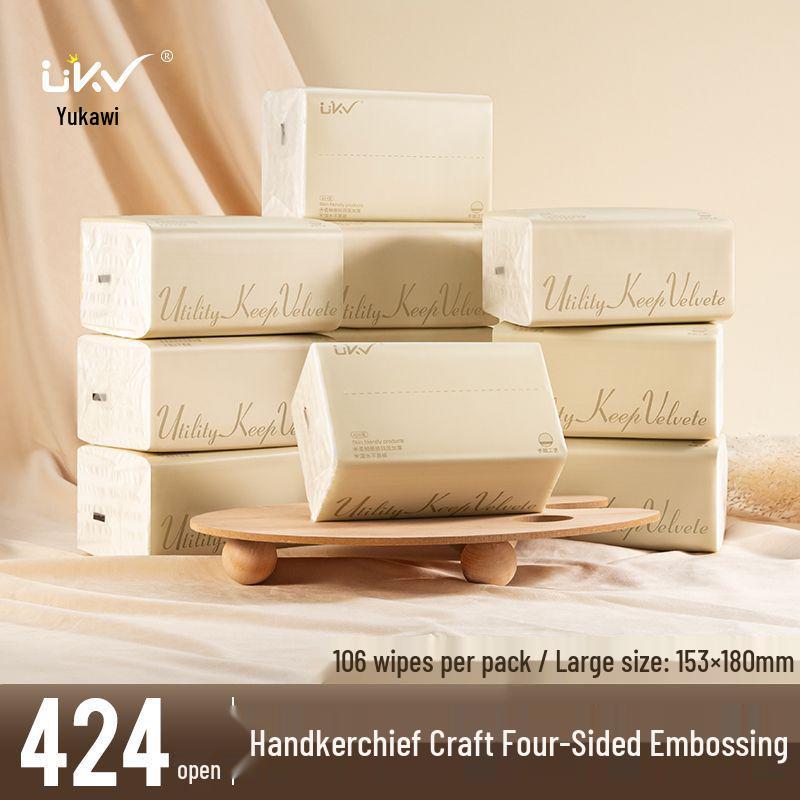 Large 4-Ply Facial Tissues - 424 Sheets, Thick & Soft for Household Use
