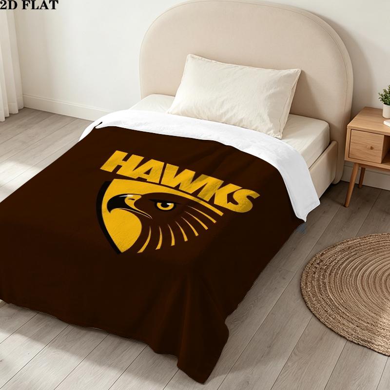 Hawthorn Football Club Print Flannel Blanket, High quality Comfortable for All Seasons, Home Decor, Warmth and Comfort, Perfect for Christmas Gifts