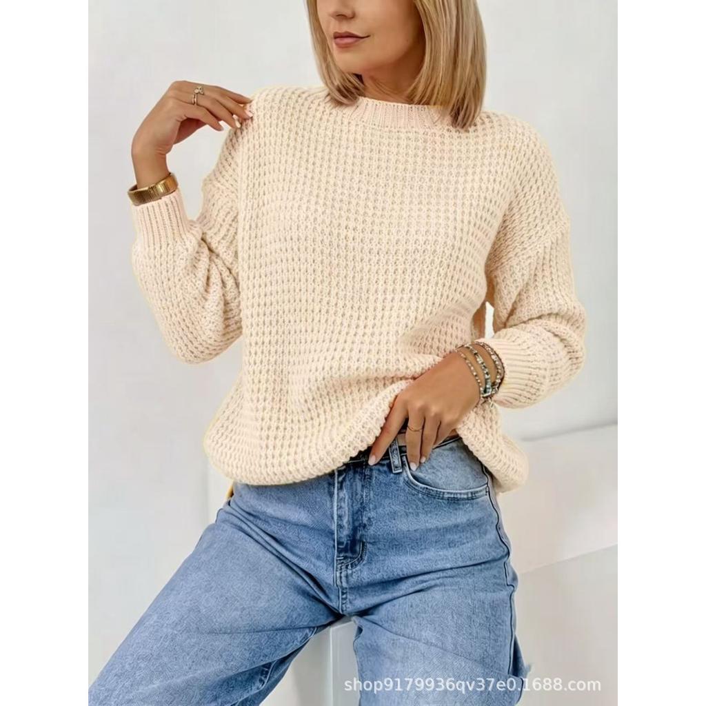 European American Fashion New Hollow-out Hole Knitted Pullover, Simple Comfortable Spring Autumn Fashion Top