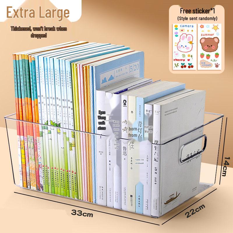 Large Capacity Transparent Acrylic Bookshelf Bookend with Creative Desktop Storage for Dorms & More