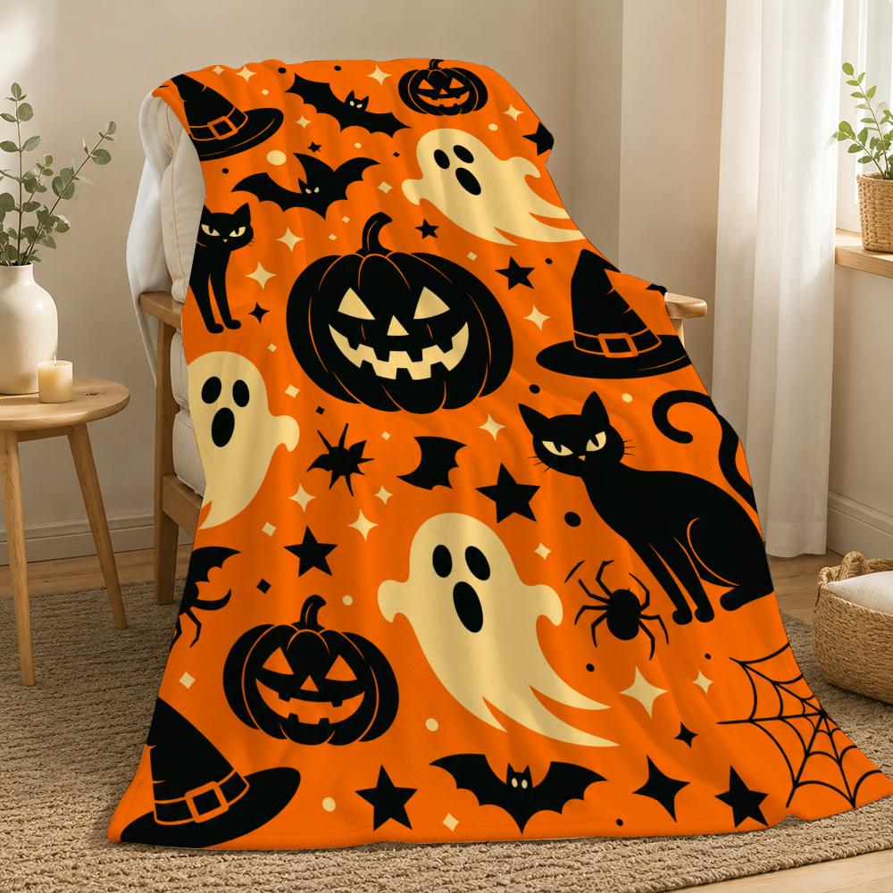 Cozy Halloween Throw 240G Flannel Blanket, Suitable For Sofas, Beds, Offices, Exquisite Gift Blankets