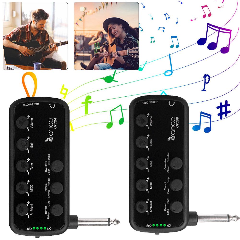 Electric Guitar Headphone Amplifier USB Chargable Acoustic Overdrive Distortion Tone Guitar Plug Amp Speakers Combo Amplifier
