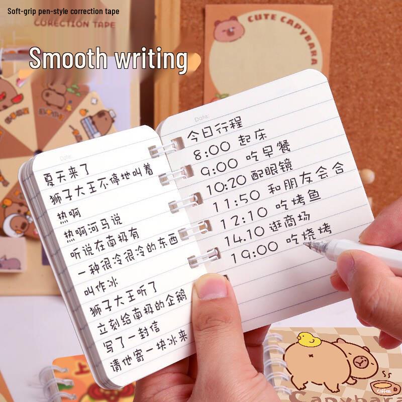 Capybara Cartoon A7 Mini Spiral Notebook - Cute & Girly Pocket Book