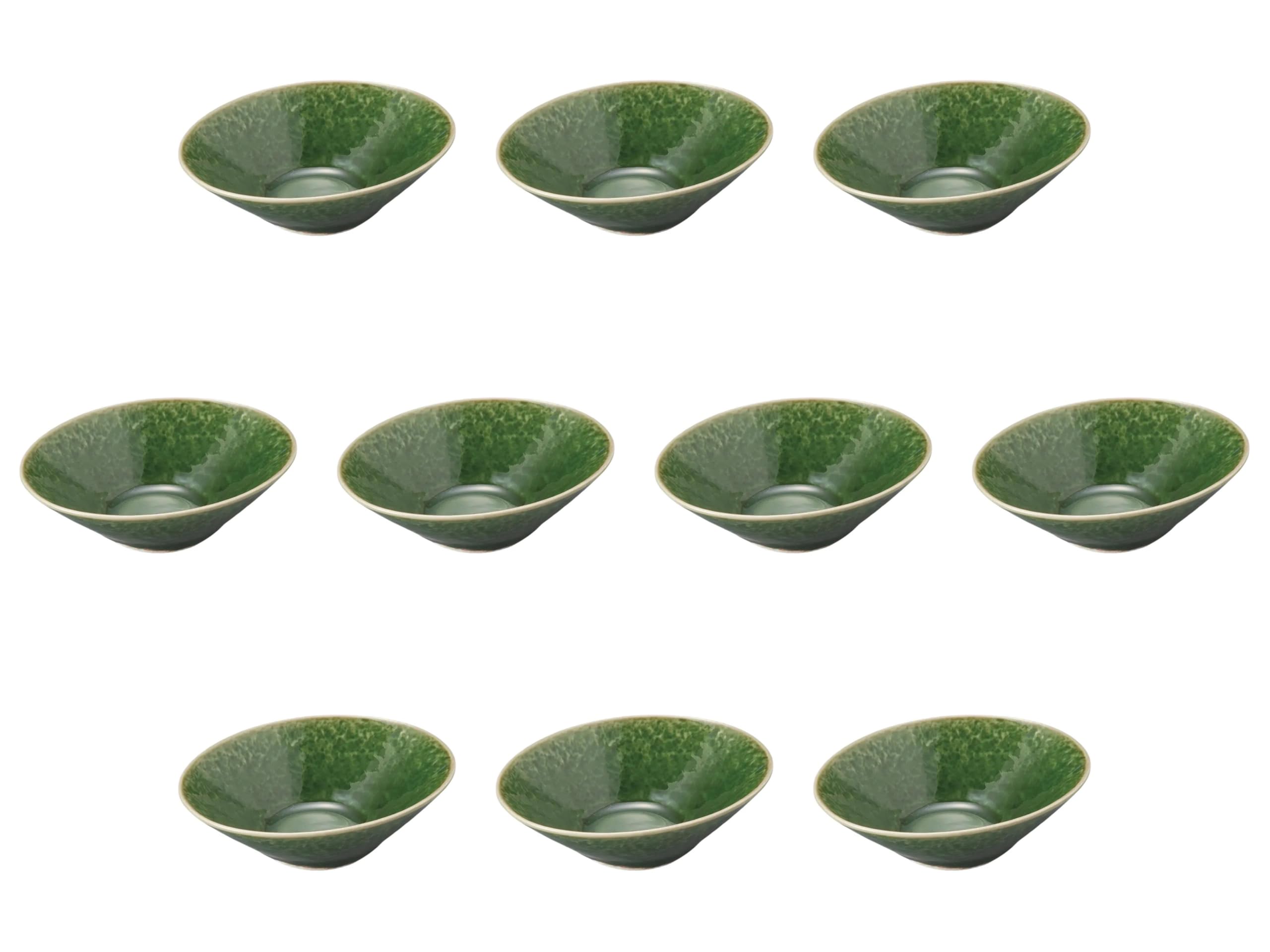 

Set of 10 Matcha Kneaded Oval Bowls x x Small Bowl by Setomonohonpo Stone-patterned 3.7 [11.2 8.3 3cm]