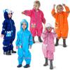 Unisex Kids Hooded Jacket Wind And Waterproof Raincoat For Girls Boys Mask