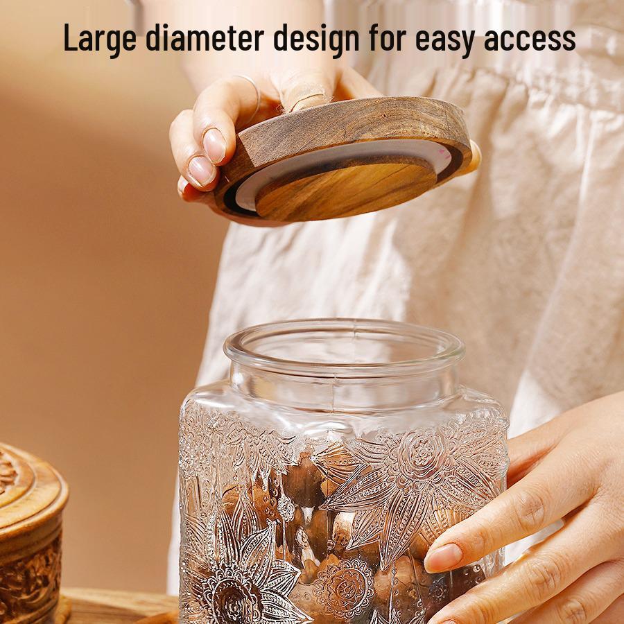 Luftdichtes Glasvorratsglas für Snacks, Trockenfrüchte, Tee, Zucker und Getreide
