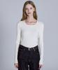 BASIC HOUSE Women'S Square Neck Long Sleeve Sweater Ivory Lykt7204