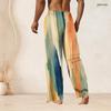 Men S Plus Size Blue Black Ink Splash Printed Drawstring Waist Straight Leg Full Length Beach Pants