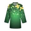 Women's Fashion Casual Lapel 3/4 Sleeve Print Shirt Women's Button Up Tops