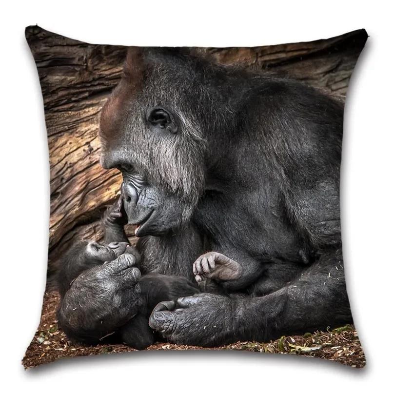 Animal Love Family Cushion Cover, Big Cat Decorative Home , Sofa Chair, Car Seat, Friend Bedroom Pillowcase, Gift for Kids